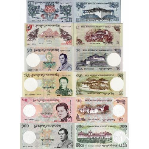 Бутан - Bhutan set 6 pcs 1+5+10+20+50+100 Ngultrum - Pick 27-32 UNC random years