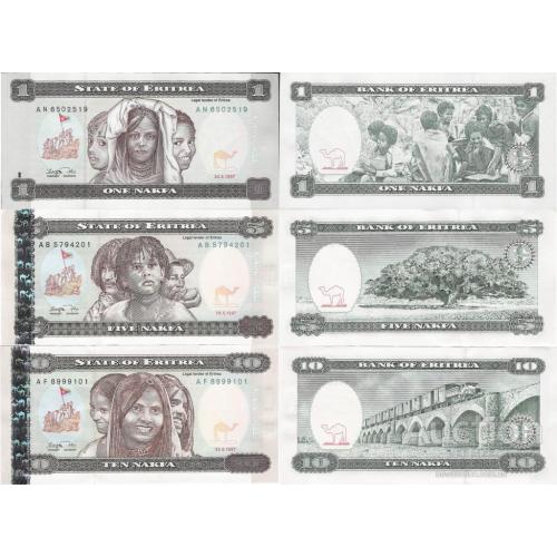 Эритрея - Eritrea 1997 - set 1+5+10 Nakfa - Pick 1-3 UNC