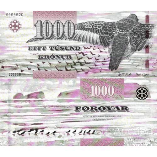 Фарерские острова - Faroe (Faeroe) Islands 2011(2012) - 1000 Kronur - Pick 33 UNC