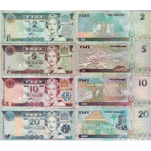 Фиджи - Fiji 2002 - set 2+5+10+20 dollars - Pick 104-107 UNC