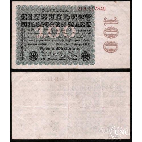 Germany - Германия - Німеччина  100 000 000 (100000000) марок 1923 XF 21H117342