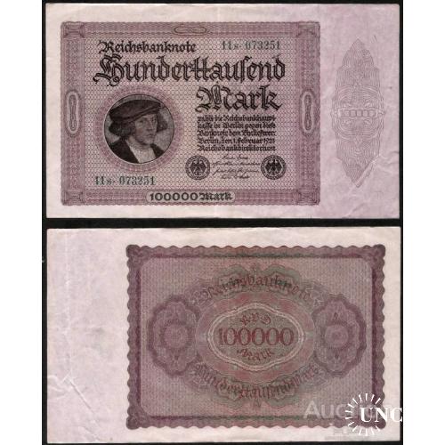 Germany - Германия - Німеччина  100 000 (100000) марок 1923 XF 11s 073251