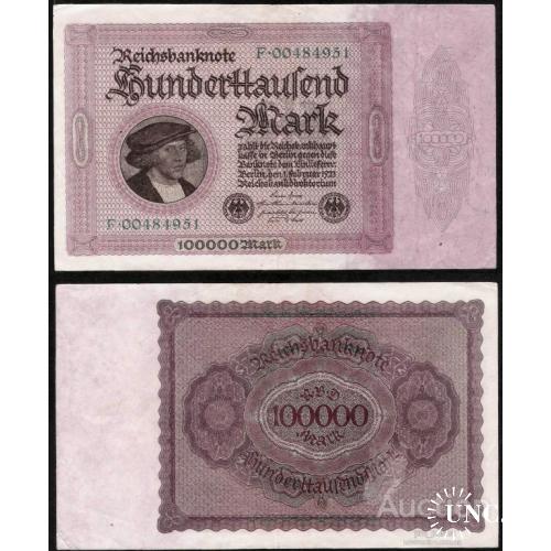 Germany - Германия - Німеччина  100 000 (100000) марок 1923 XF F00484951