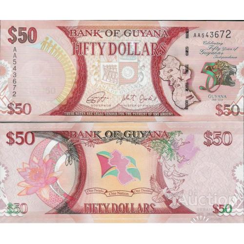 Guyana - Гайана 2016 - 50 долларов - 50 лет Независимости - Pick New UNC