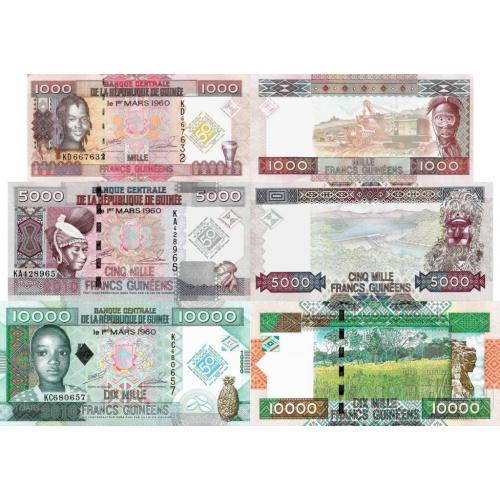 Гвинея - Guinea 2010 Full set 3 pcs 1000+5000+10000 francs Pick 43-45 UNC Commemorative