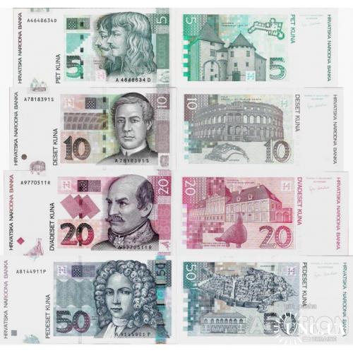 Хорватия - Croatia set 4 pcs 5+10+20+50 kuna - Pick 37-40 UNC random years