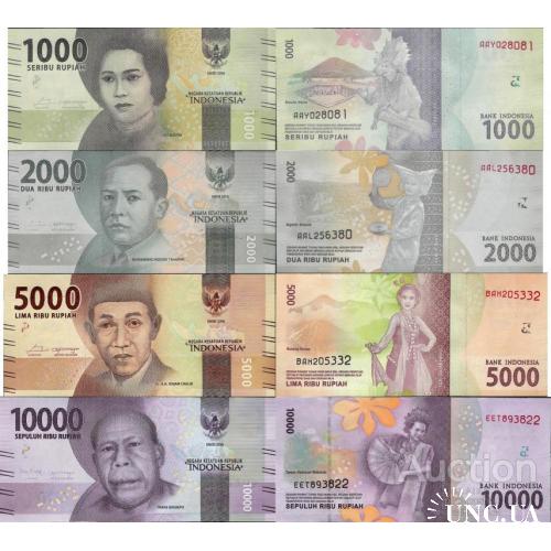 Индонезия - Indonesia 2016 - set 4 pcs 1000+2000+5000+10000 rupiah - Pick NEW UNC