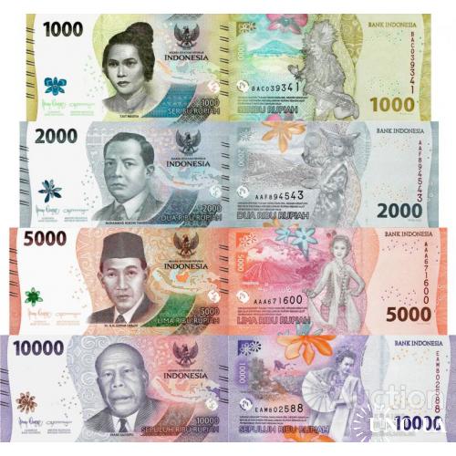 Индонезия - Indonesia 2022 - set 1000+2000+5000+10000 rupiah - Pick 162-165 UNC