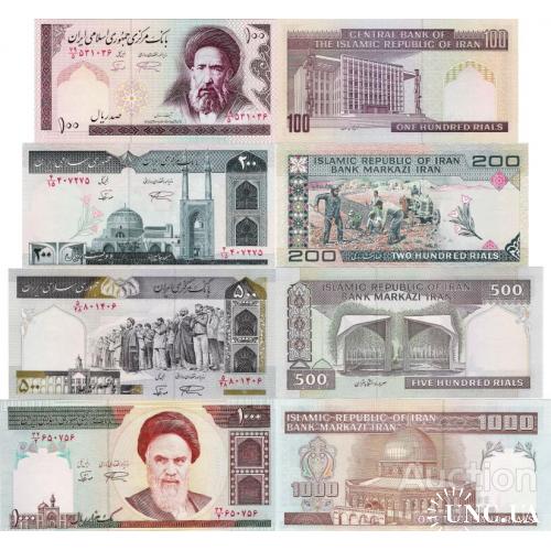 Иран - Iran set 4 pcs 100+200+500+1000 Rials - Pick 136-143 UNC random years