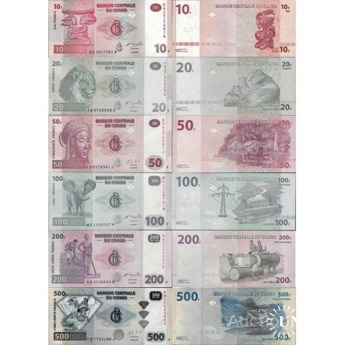 Конго - Congo DR  set 10+20+50+100+200+500 Francs - Pick 93-99 UNC random years