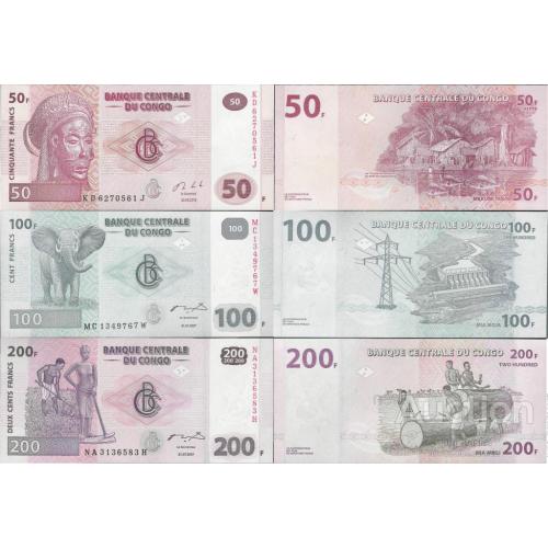 Конго - Congo DR  set 50+100+200 Francs - Pick 97-99 UNC random years