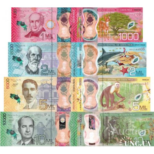 Коста Рика - Costa Rica 2018-19 set 4 pcs 1000+2000+5000+10000 colones - Pick NEW UNC Polymer