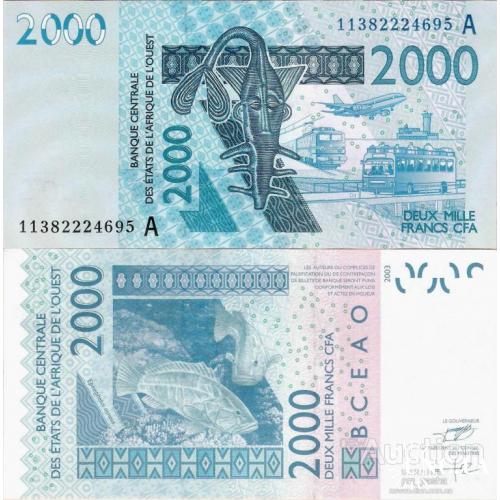 Кот-д'Ивуар - Ivory Coast - West African States 2003 - 2000 francs - Pick 116A UNC Letter A