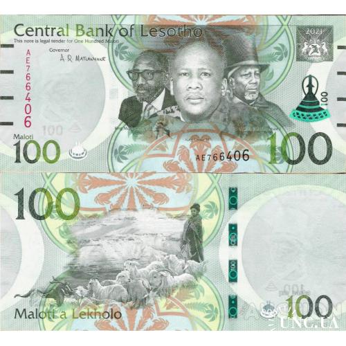 Лесото - Lesotho 2021 - 100 maloti - Pick NEW UNC NEW DESIGN