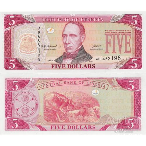 Либерия - Liberia 2008 - 5 dollars - Pick 26d UNC 