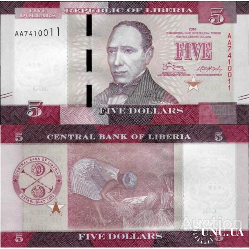 Либерия - Liberia 2016 - 5 dollars - Pick 31 UNC