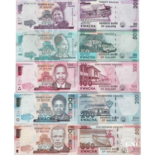 Малави - Malawi set 20+50+100+200+500 kwacha - Pick NEW UNC random years