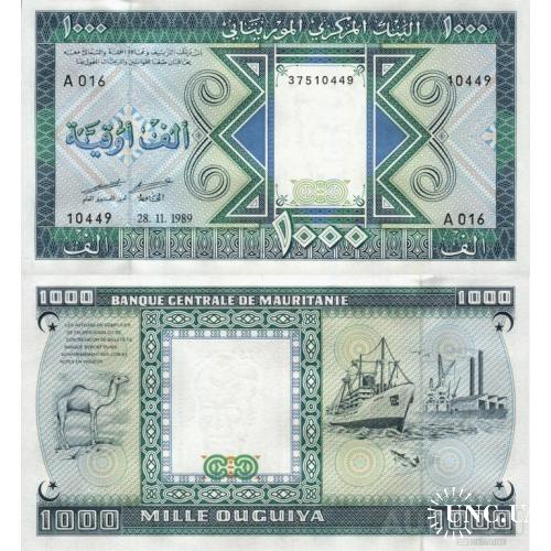 Мавритания - Mauritania 1989 - 1000 ouguiya (green banknote) - Pick 3E UNC unissued