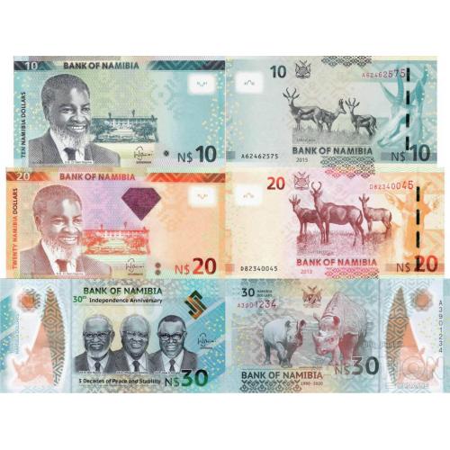 Намибия - Namibia set 3 pcs 10+20+30 dollars - Pick 12,16,new UNC random years