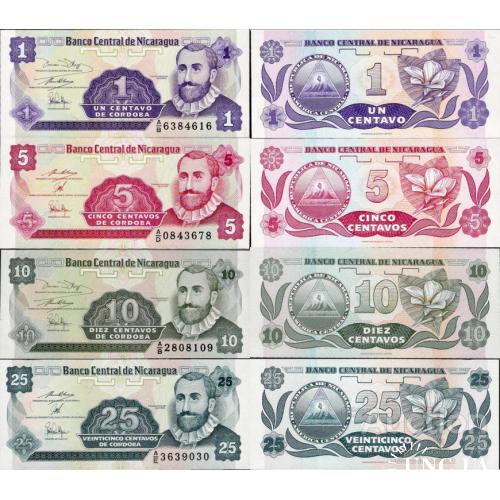 Никарагуа - Nicaragua 1991 set 4 pcs 1+5+10+25 Centavos - Pick 167-170 UNC