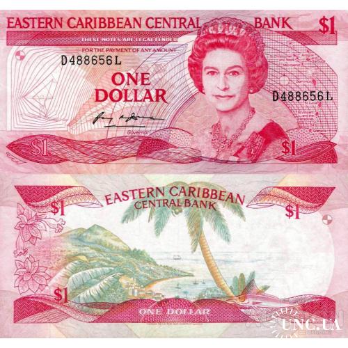 Saint Lucia (East Caribbean States) 1985-1988 ND - 1 Dollar - Pick 17l UNC