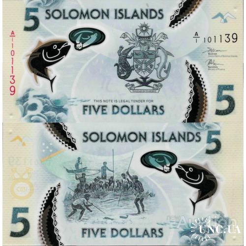 Соломоновы острова - Соломоны - Solomon Islands 2019 - 5 dollars - Pick NEW UNC Polymer