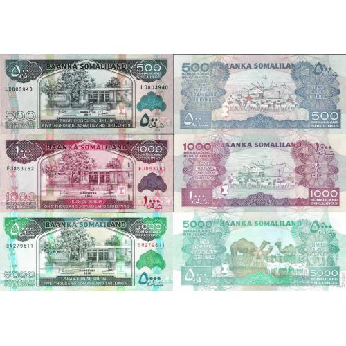 Сомалиленд - Somaliland set 3 pcs 500+1000+5000 shillings - Pick 6-21 UNC random years