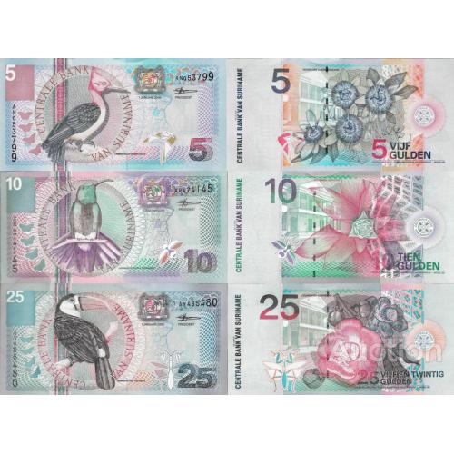 Суринам - Suriname 2000 set 3 pcs. 5+10+25 Gulden - Pick 146-148 UNC