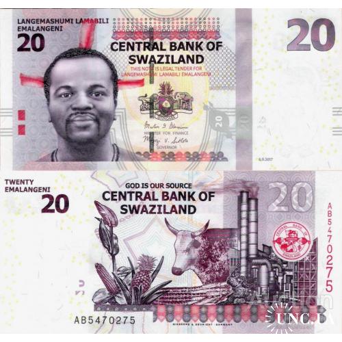 Свазиленд - Swaziland 2017 - 20 emalangeni - Pick 37c UNC