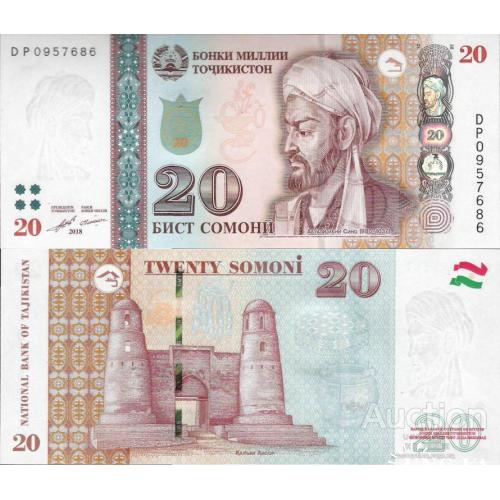 Таджикистан - Tajikistan 2018 - 20 somoni - Pick NEW UNC