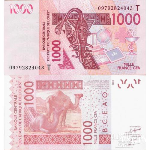 Того - Togo - West African States 2003 - 1000 francs - Pick 815 UNC Letter T