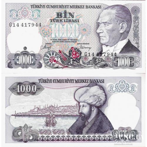 Турция - Turkey 1970 (1986) - 1000 lirasi - Pick 196 UNC