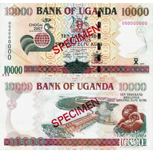 Уганда - Uganda 2007 - 10000 shillings Pick 48s COMMEMORATIVE SPECIMEN - UNC RARE