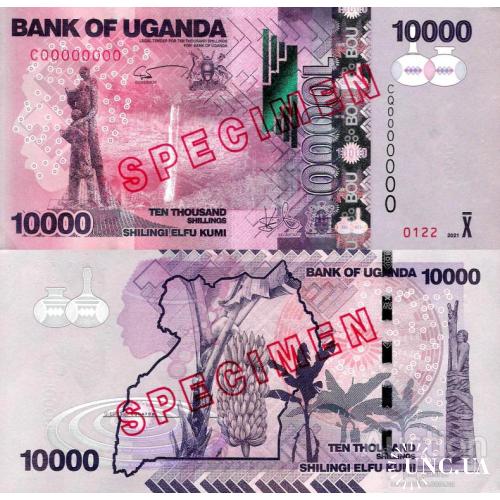 Уганда - Uganda 2021 - 10000 shillings Pick 52s SPECIMEN - UNC