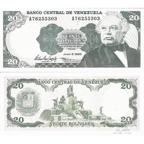 Венесуэла - Venezuela 1995 - 20 Bolivares - Pick 63e UNC