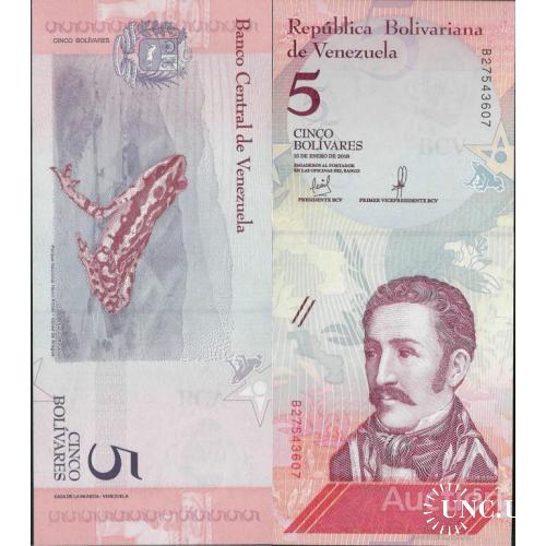 Венесуэла - Venezuela 2018 - 5 Bolivares Soberano - Pick NEW UNC