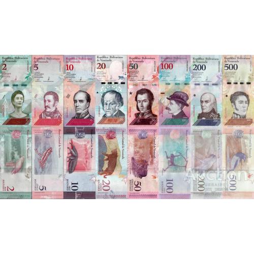 Венесуэла - Venezuela 2018 - set 8 pcs 2+5+10+20+50+100+200+500 Bolivares Soberano Pick 101-108 UNC