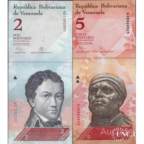 Венесуэла - Venezuela set 2 pcs 2+5 Bolivares Pick 88-89 UNC разные года