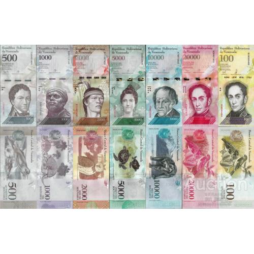 Венесуэла - Venezuela set 500+1000+2000+5000+10000+20000+100000 Bolivares UNC разные года