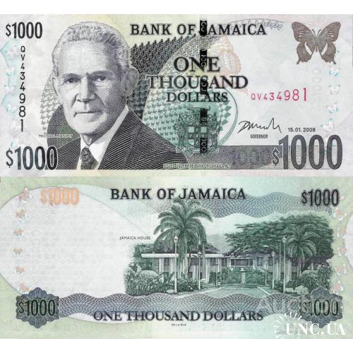 Ямайка - Jamaica 2008 - 1000 dollars - Pick 86f UNC