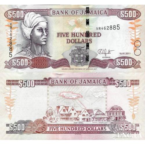 Ямайка - Jamaica 2011 - 500 dollars - Pick 85h UNC