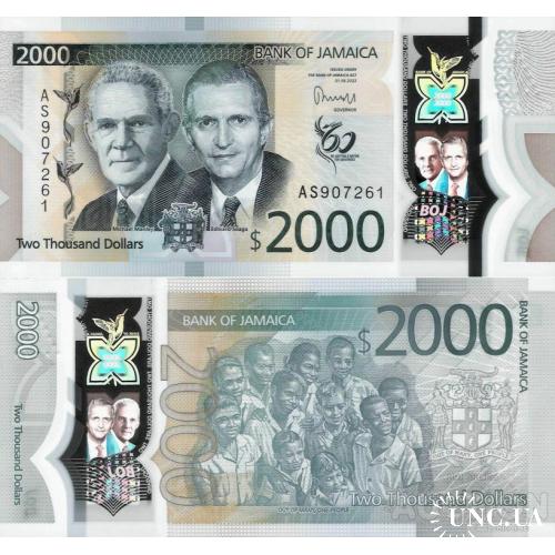 Ямайка - Jamaica 2022 - 2000 dollars - Pick W100 UNC Commemorative Polymer