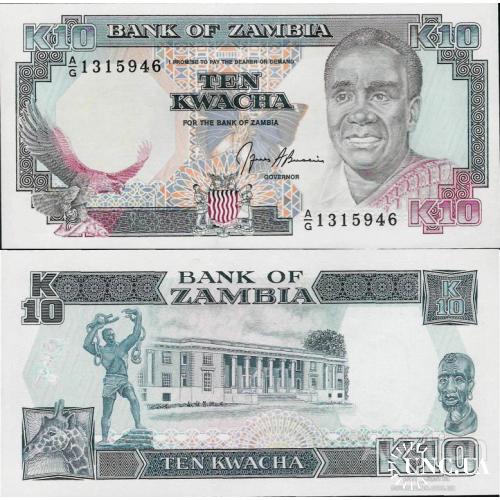 Замбия - Zambia 1989-1991 ND - 10 kwacha - Pick 31 UNC