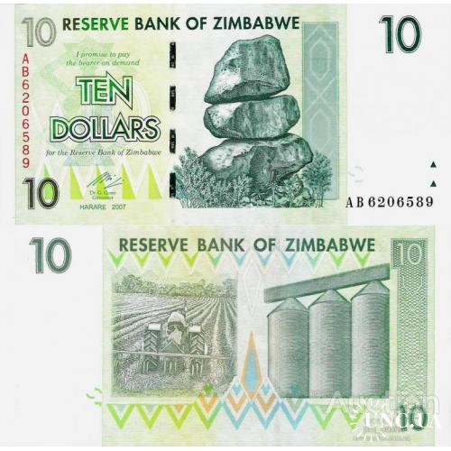 Зимбабве - Zimbabwe 2007 - 10 Dollars Pick 67 UNC