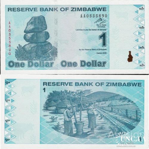 Зимбабве - Zimbabwe 2009 - 1 Dollar Pick 92 UNC