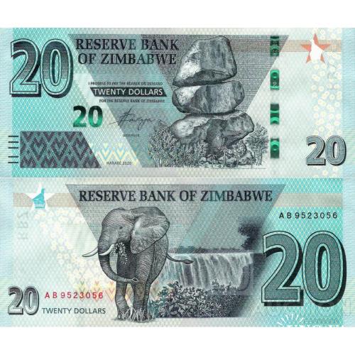 Зимбабве - Zimbabwe 2020 - 20 Dollars Pick 104 UNC