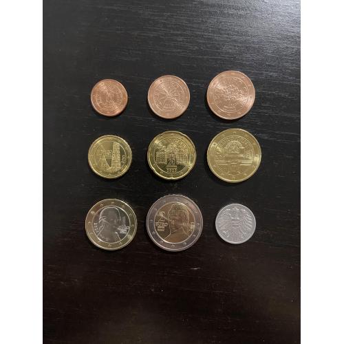 Набір євро монет - Австрія (2023 - 2024) + подарункова 2 грошена 1982 р.