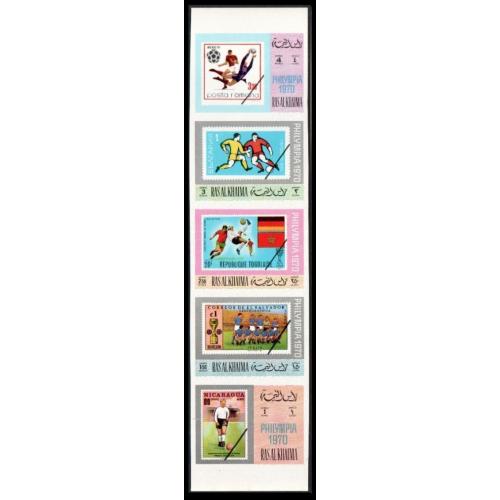 1970 Рас-эль-Хайма 472b,476b,480b,484b,488b полоса Футбол, марки на марках 15,00 €