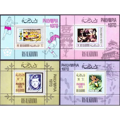 1970 Рас-эль-Хайма A-D490/BU-X95 Марки на марках, Аполлон 11, Футбол, Искусство, Кеннеди 53,00 €