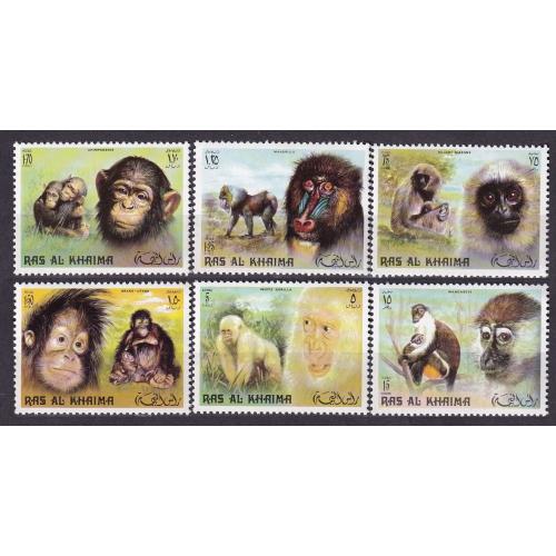 1972 Рас-эль-Хайма 908-913 Фауна - Обезьяны 8,00 €